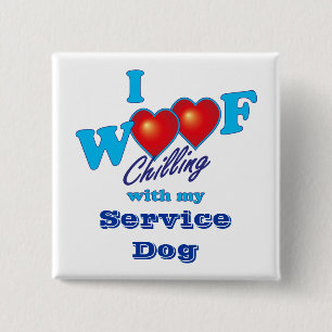 Badge Carré 5 Cm J'aboie le chien de service