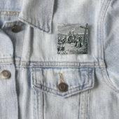 Badge Carré 5 Cm Jacques Cartier installant une croix chez Gaspé (En situation)