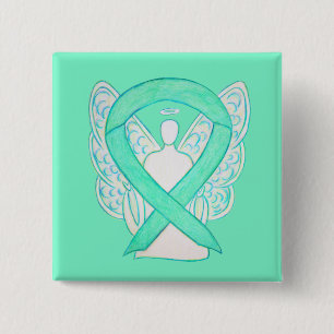 Badge Carré 5 Cm Jade Green Angel Sensibilisation Ruban Personnalis