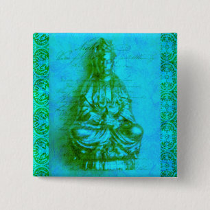 Badge Carré 5 Cm Jade Kwan Yin