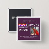 Badge Carré 5 Cm Jade Simmons for President 2020 (Devant & derrière)