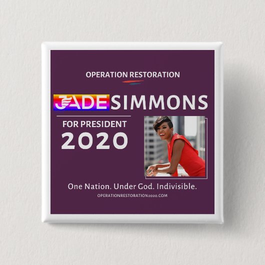 Badge Carré 5 Cm Jade Simmons for President 2020 (Devant)
