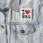 Badge Carré 5 Cm J'adore le barbecue (En situation)
