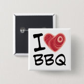 Badge Carré 5 Cm J'adore le barbecue (Devant & derrière)