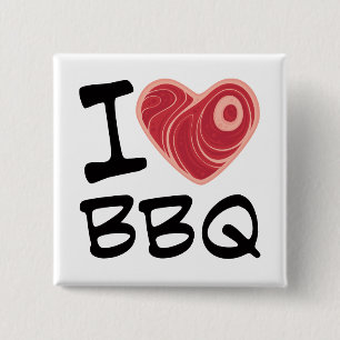Badge Carré 5 Cm J'adore le barbecue