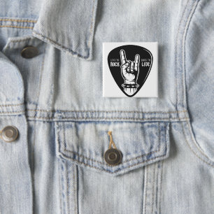 Badge Carré 5 Cm J'adore le rock
