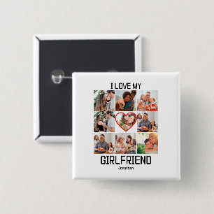 Badge Carré 5 Cm J'adore My Girlfriend Custom 9 Photo Collage