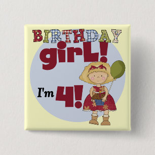 Badge Carré 5 Cm J'ai 4 T-shirts et cadeaux pour filles d'anniversa