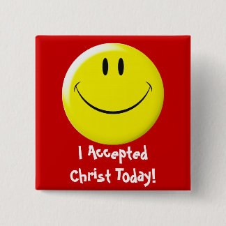 Badge Carré 5 Cm J'ai accepté le Christ aujourd'hui !