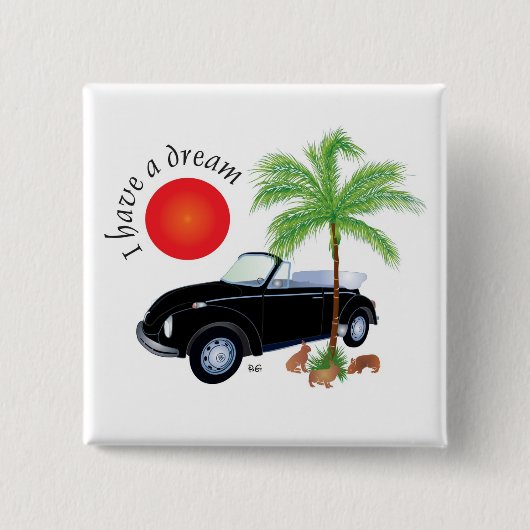 Badge Carré 5 Cm J'ai des Boutons de rêve (Devant)