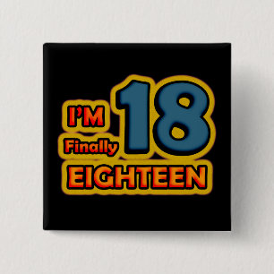 Badge Carré 5 Cm J'ai enfin 18 ans