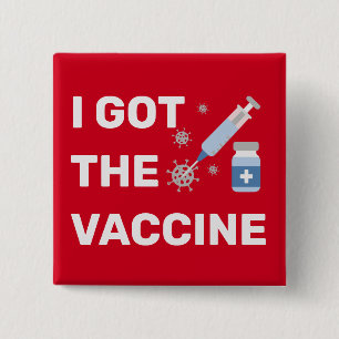 Badge Carré 5 Cm "J'ai eu le vaccin" - Arrêtez le virus