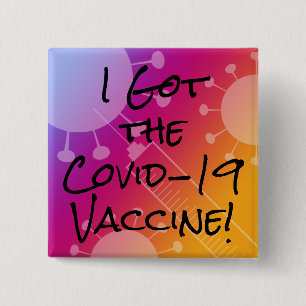 Badge Carré 5 Cm J'ai eu le vaccin Covid-19 coloré Ombre