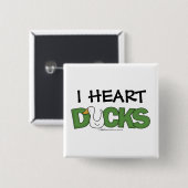 Badge Carré 5 Cm J'ai le coeur des canards (Devant & derrière)