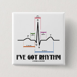 Badge Carré 5 Cm J'ai le rythme (ECG/EKG - le contour de ruelle