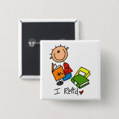 Badge Carré 5 Cm J'ai lu des T-shirts et des cadeaux (Devant & derrière)