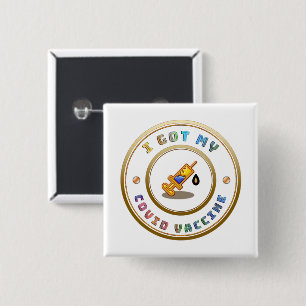 Badge Carré 5 Cm J'Ai Mon Vaccin Convid