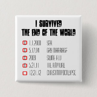Badge Carré 5 Cm J'ai survécu au bouton d'enchantement