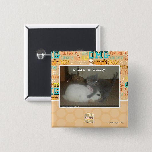 Badge Carré 5 Cm J'ai un lapin (Devant & derrière)