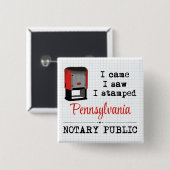 Badge Carré 5 Cm J'Ai Vu Stampé Notaire Public Pennsylvanie (Devant & derrière)