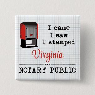 Badge Carré 5 Cm J'Ai Vu Stampé Notaire Public Virginie