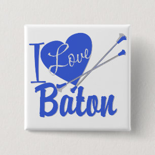 Badge Carré 5 Cm J'aime Baton