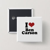 Badge Carré 5 Cm J'aime Ben Carson pour le président (Devant & derrière)
