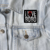 Badge Carré 5 Cm J'aime Bobo (En situation)