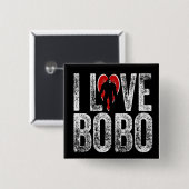 Badge Carré 5 Cm J'aime Bobo (Devant & derrière)