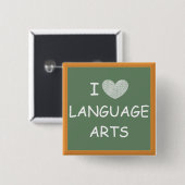 Badge Carré 5 Cm J'aime des arts de langue (Devant & derrière)