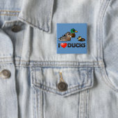 Badge Carré 5 Cm J'aime des canards (En situation)