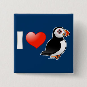 Badge Carré 5 Cm J'aime des macareux