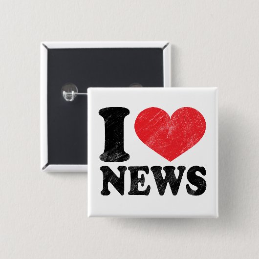 Badge Carré 5 Cm J'aime des nouvelles (Devant & derrière)