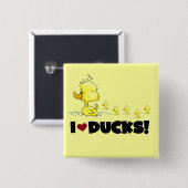 Badge Carré 5 Cm J'aime des T-shirts et des cadeaux de canards (Devant & derrière)