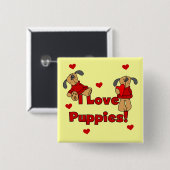 Badge Carré 5 Cm J'aime des T-shirts et des cadeaux de chiots (Devant & derrière)