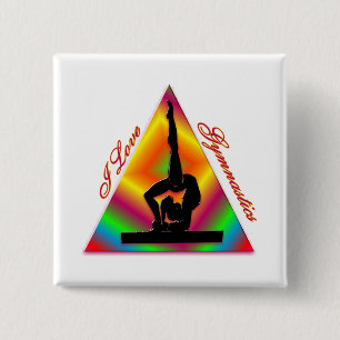 Badge Carré 5 Cm J'aime la triangle #4 de gymnastique