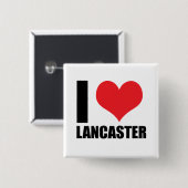 Badge Carré 5 Cm J'aime Lancaster (Devant & derrière)