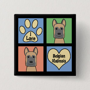 Badge Carré 5 Cm J'aime le Belge Malinois