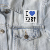 Badge Carré 5 Cm J'aime le bouton de KART (En situation)