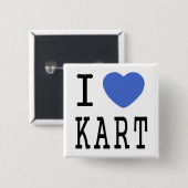 Badge Carré 5 Cm J'aime le bouton de KART (Devant & derrière)