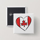 Badge Carré 5 Cm J'aime le Canada (Devant & derrière)