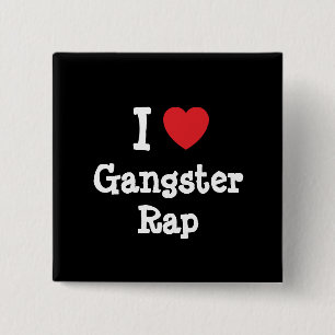 Badge Carré 5 Cm J'aime le coeur de Gangster Rap personnalisé