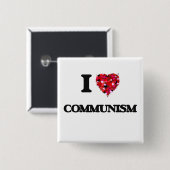 Badge Carré 5 Cm J'aime le communisme (Devant & derrière)