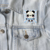Badge Carré 5 Cm J'aime le panda (En situation)