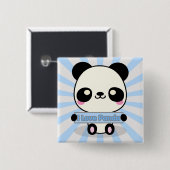 Badge Carré 5 Cm J'aime le panda (Devant & derrière)