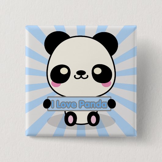 Badge Carré 5 Cm J'aime le panda (Devant)