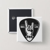 Badge Carré 5 Cm J'aime le rock (Devant & derrière)