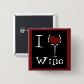 Badge Carré 5 Cm J'aime le Vin-Coeur (Devant & derrière)