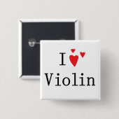 Badge Carré 5 Cm J'aime le violon (Devant & derrière)