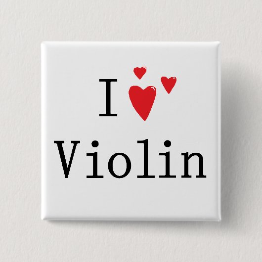 Badge Carré 5 Cm J'aime le violon (Devant)